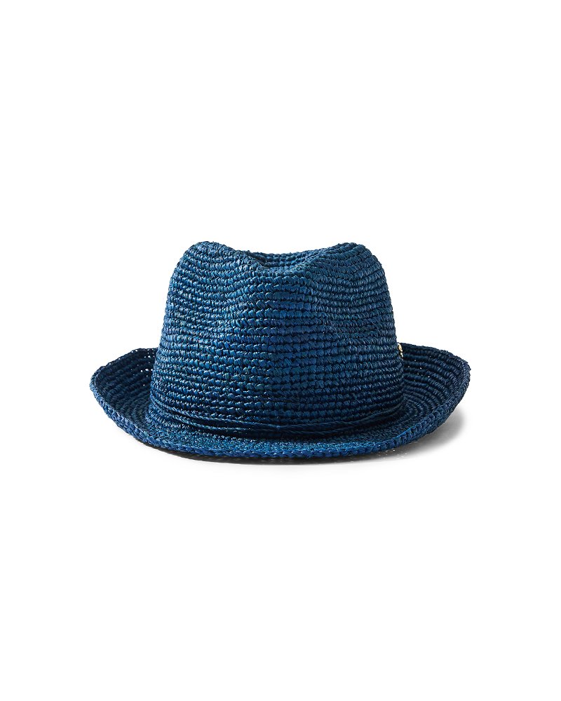 Gigi Crochet Raffia Packable Hat - Electric