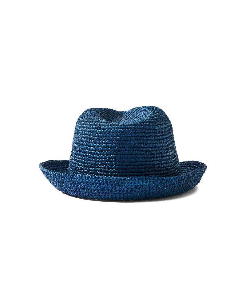 Gigi Crochet Raffia Packable Hat - Electric