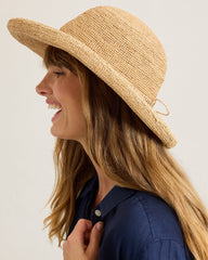 Maria Upturn Raffia Packable Hat - Natural