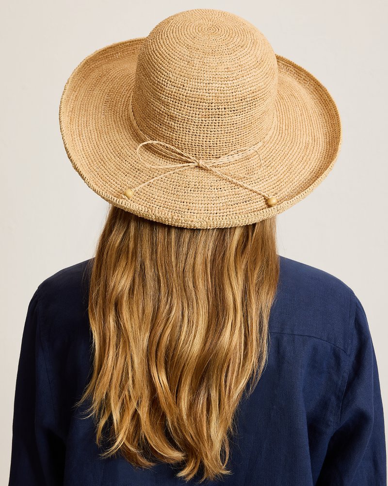 Maria Upturn Raffia Packable Hat - Natural