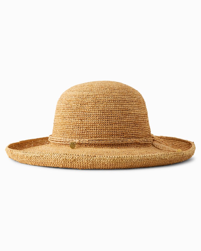 Maria Upturn Raffia Packable Hat - Natural