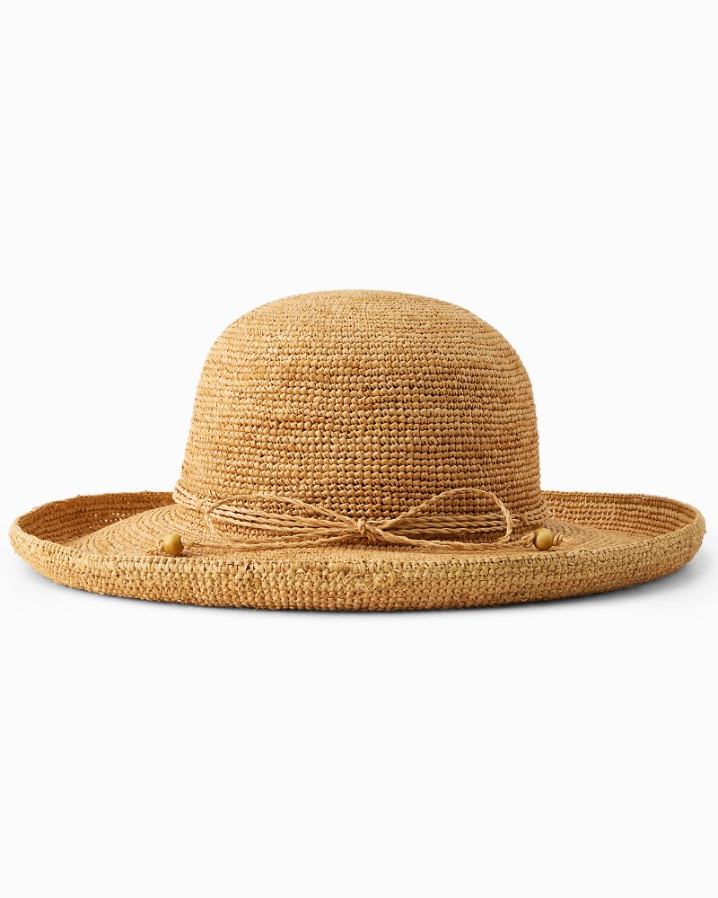 Maria Upturn Raffia Packable Hat - Natural