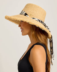 Kendall Raffia Wide-Brim Hat - Natural