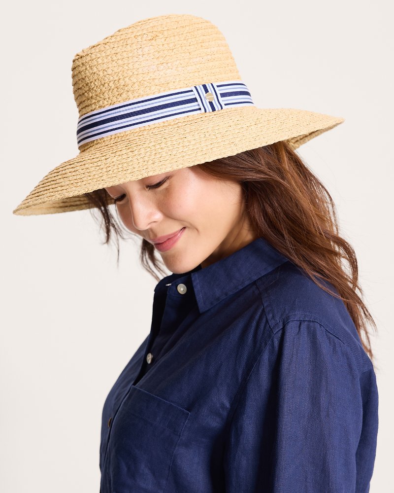 Medium Wide-Brim Hampton Raffia Hat - Natural