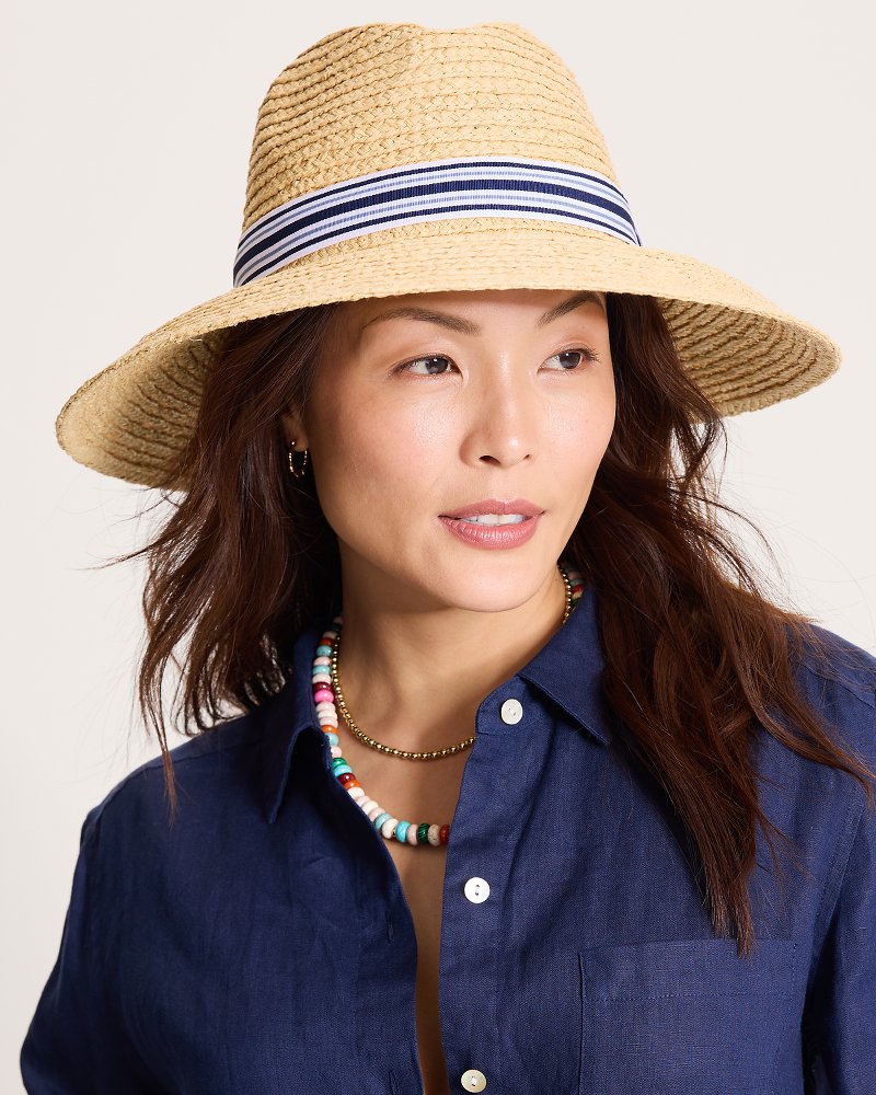 Small Wide-Brim Hampton Raffia Hat - Natural