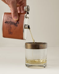 Embossed Leather Golf Flask - Brown