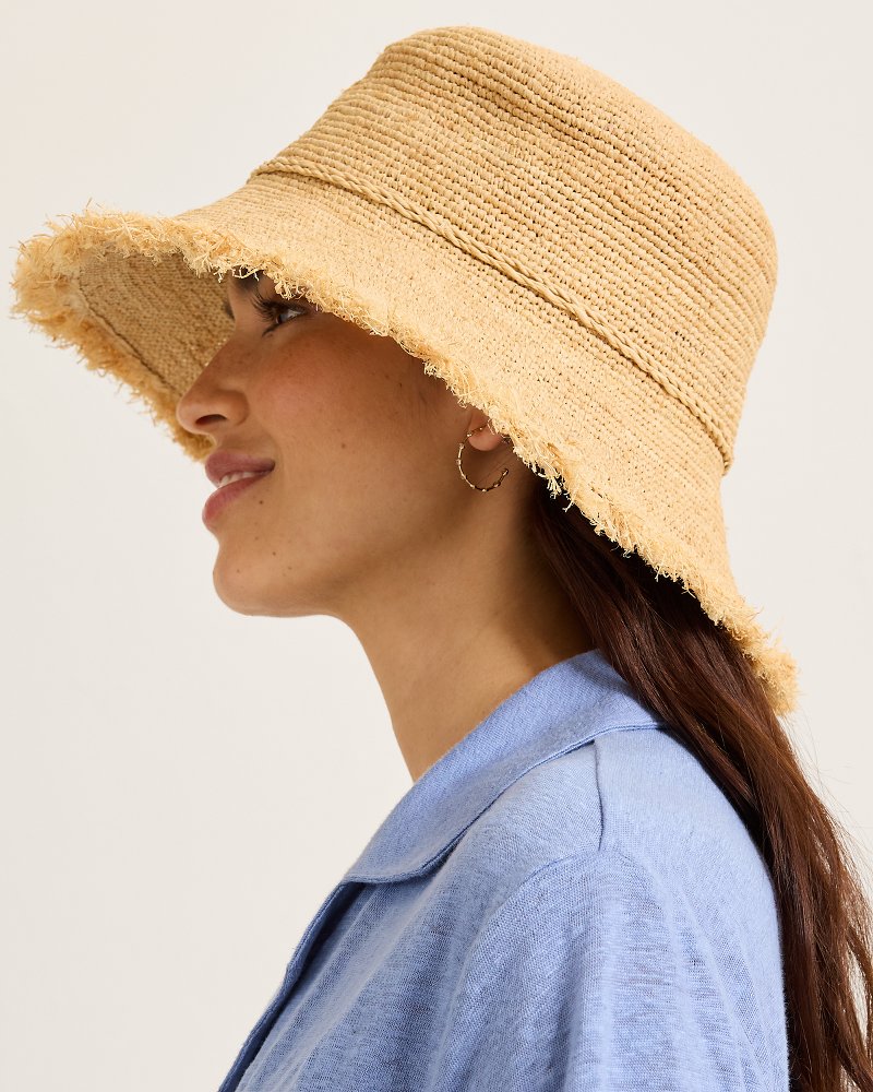 Raffia Packable Bucket Hat - Natural