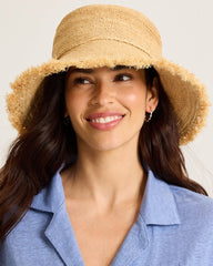 Raffia Packable Bucket Hat - Natural
