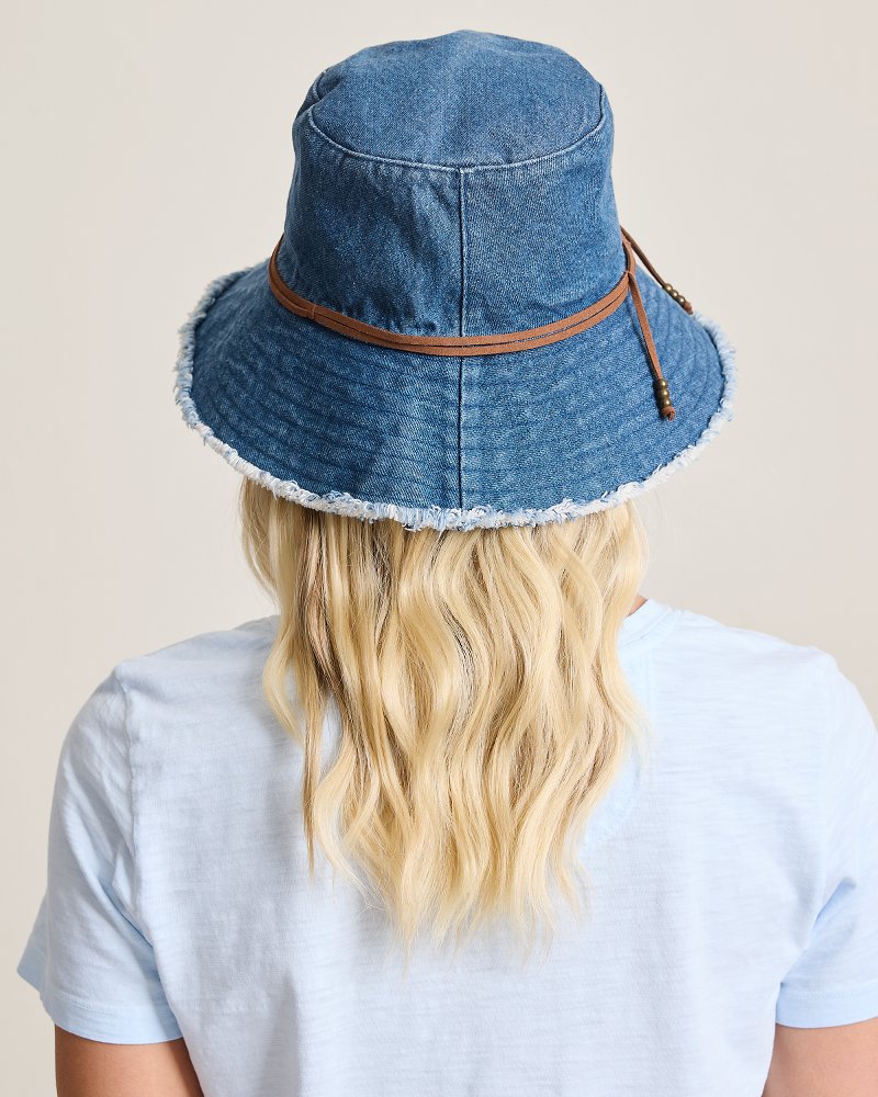 Fringed Packable Bucket Hat - Denim