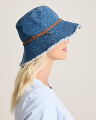 Fringed Packable Bucket Hat - Denim