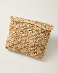 La Pax Lux Crochet Raffia Clutch - Natural/Silver