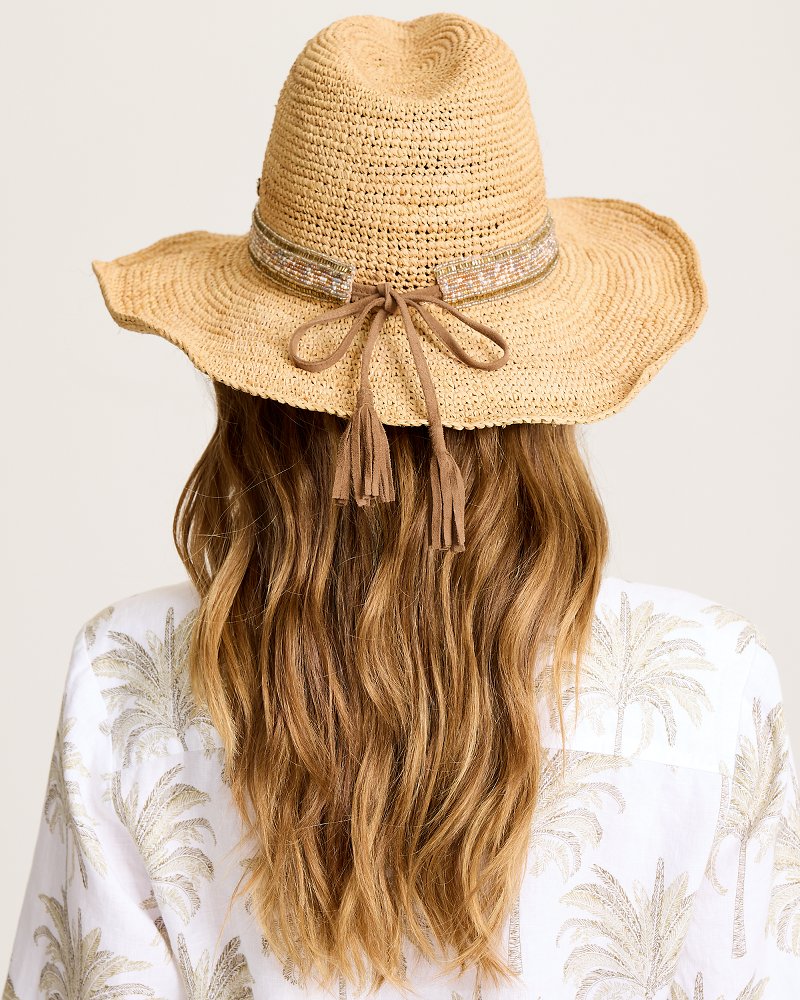 Lizzy Crochet Raffia Packable Cowboy Hat - Natural