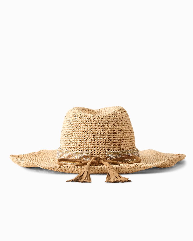 Lizzy Crochet Raffia Packable Cowboy Hat - Natural