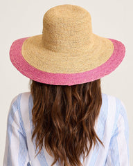 Lucia Crochet Raffia Packable Sun Hat - Nat/Lilac