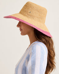 Lucia Crochet Raffia Packable Sun Hat - Nat/Lilac