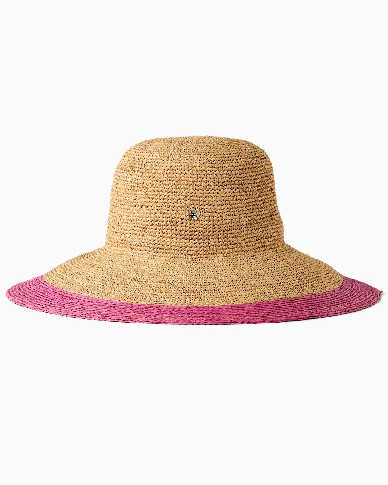 Lucia Crochet Raffia Packable Sun Hat - Nat/Lilac