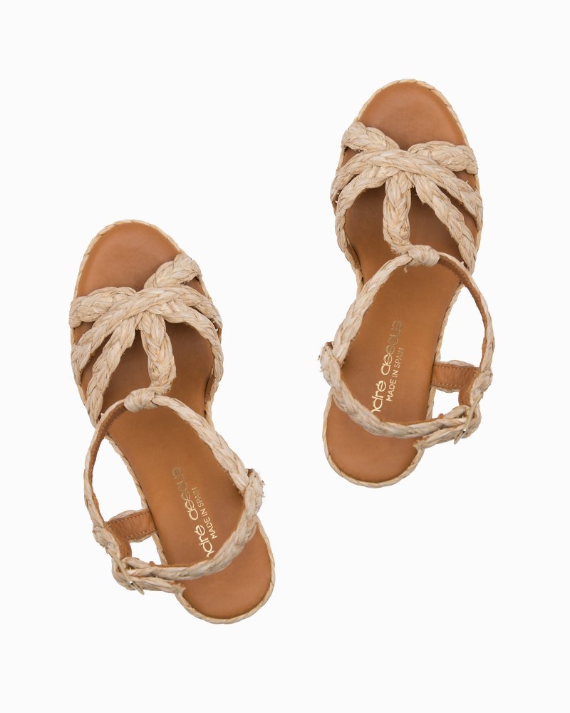André Assous Madina Raffia Wedges - Beige