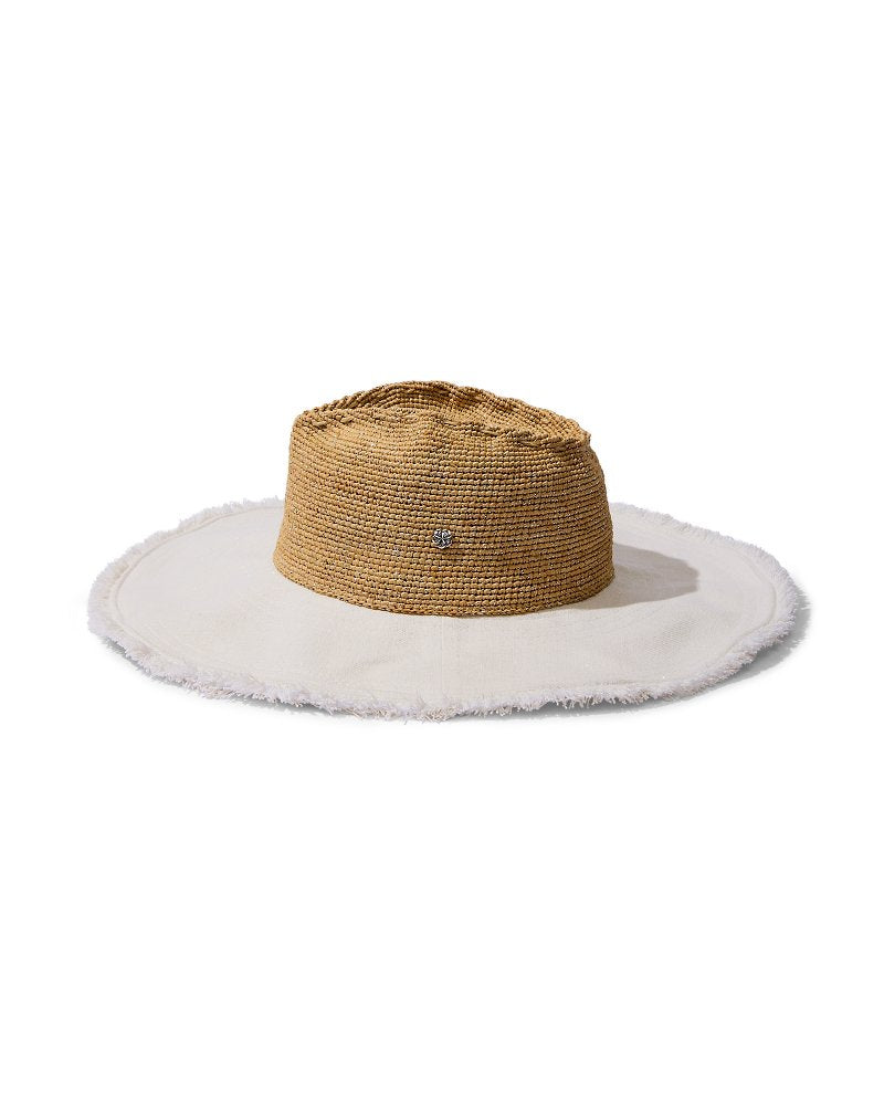 Melissa Lux Fringe Raffia Hat - Natural/White/Silver