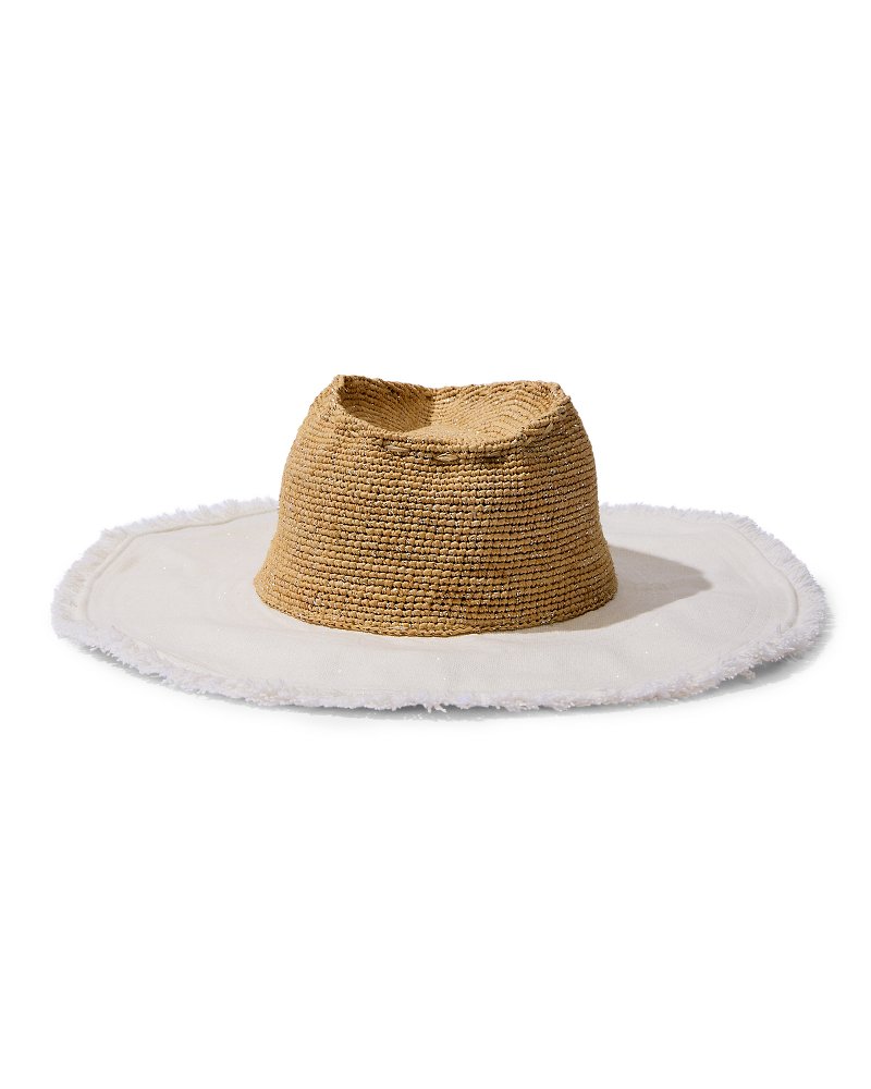 Melissa Lux Fringe Raffia Hat - Natural/White/Silver