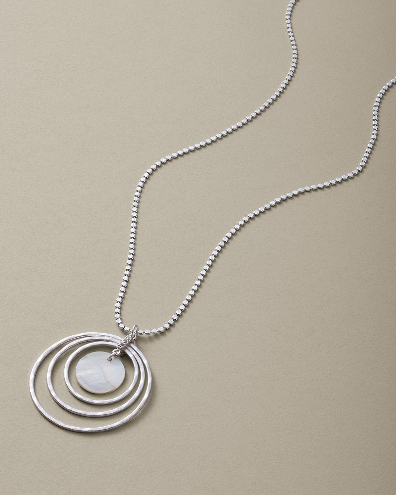 Silver Coast Shell Multi-Ring Pendant Necklace - Silver