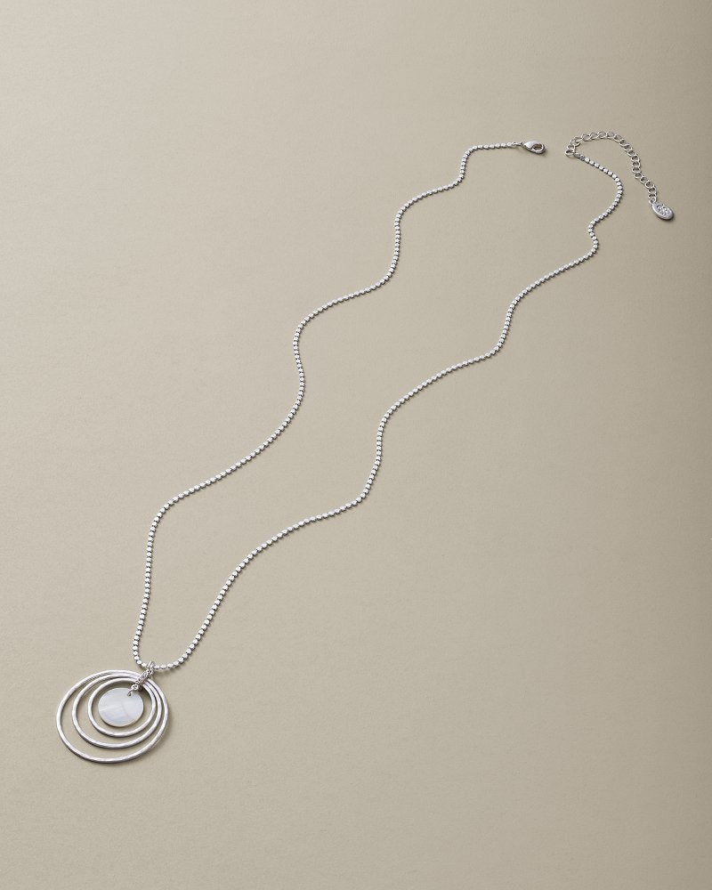 Silver Coast Shell Multi-Ring Pendant Necklace - Silver