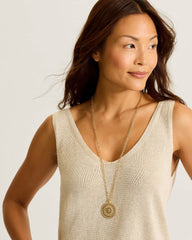 Pacifica Palm Openwork Pendant Necklace - Gold
