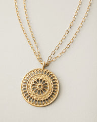 Pacifica Palm Openwork Pendant Necklace - Gold