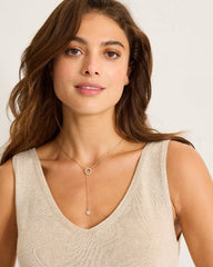 Flora Palms Hammered Lariat Necklace - Gold
