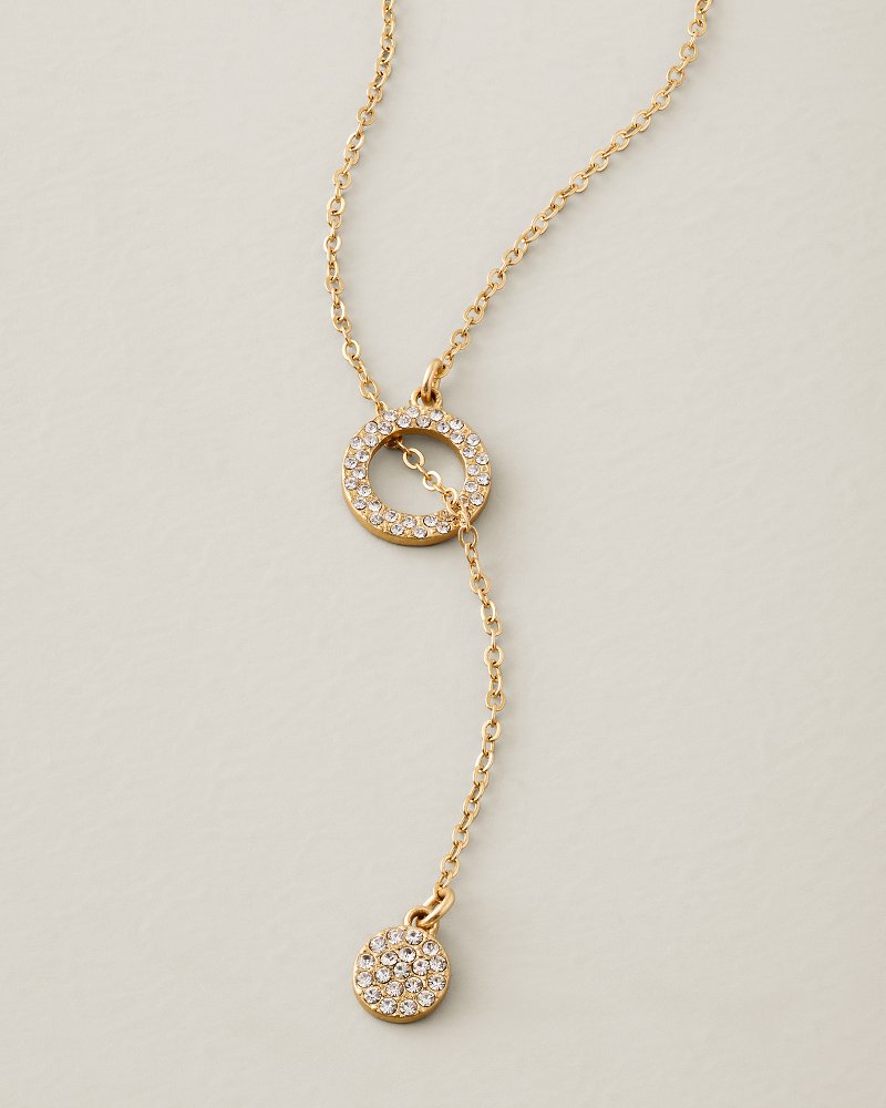 Flora Palms Hammered Lariat Necklace - Gold