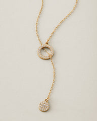 Flora Palms Hammered Lariat Necklace - Gold