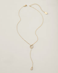 Flora Palms Hammered Lariat Necklace - Gold