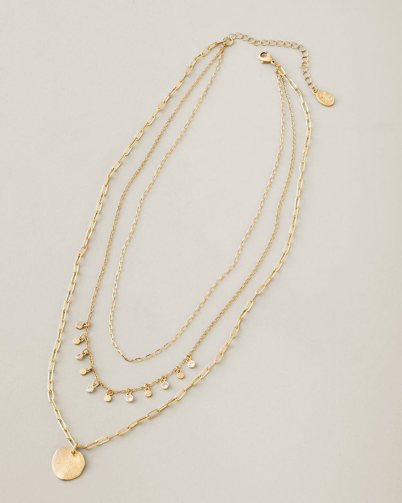 Celestial Sea Hammered Disc Layered Necklace - Gold