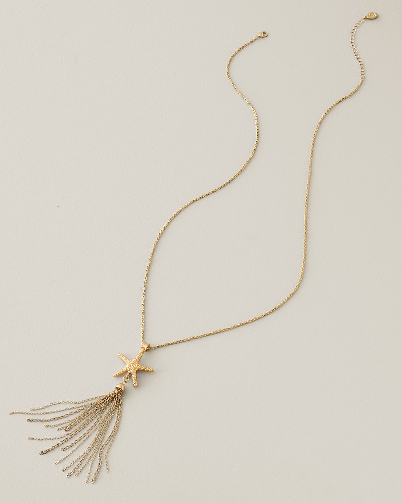 Harbor Glow Starfish Tassel Long Necklace - Gold