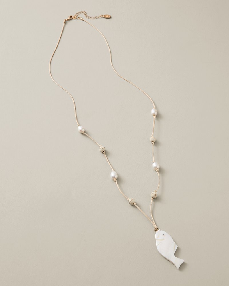 Sunset Tides Mother of Pearl Fish Pendant Necklace - Gold