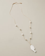 Sunset Tides Mother of Pearl Fish Pendant Necklace - Gold