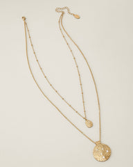 Marina Sol Textured Metal Layered Necklace - Gold