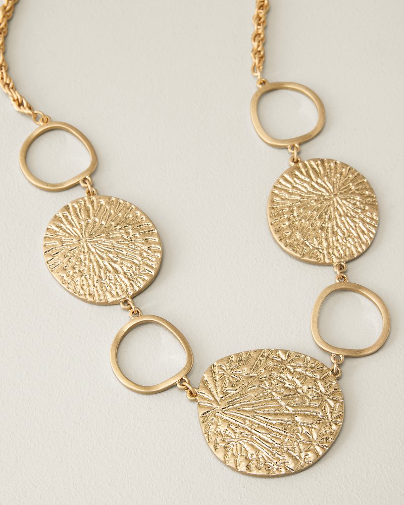 Marina Sol Textured Disc Statement Necklace - Gold