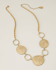 Marina Sol Textured Disc Statement Necklace - Gold