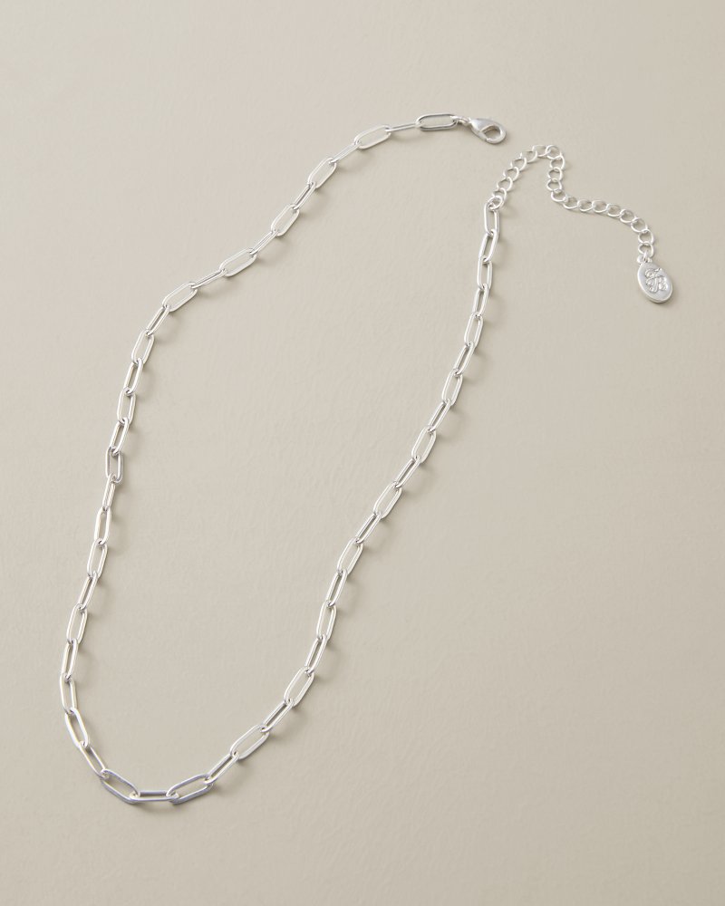 Coastal Fronds Delicate Chain Short Necklace - Silver