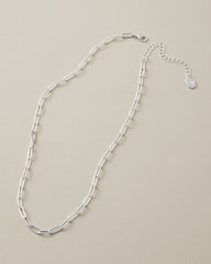 Coastal Fronds Delicate Chain Short Necklace - Silver