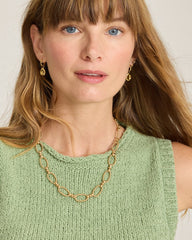 Marina Sol Oval Chain Link Short Necklace - Gold