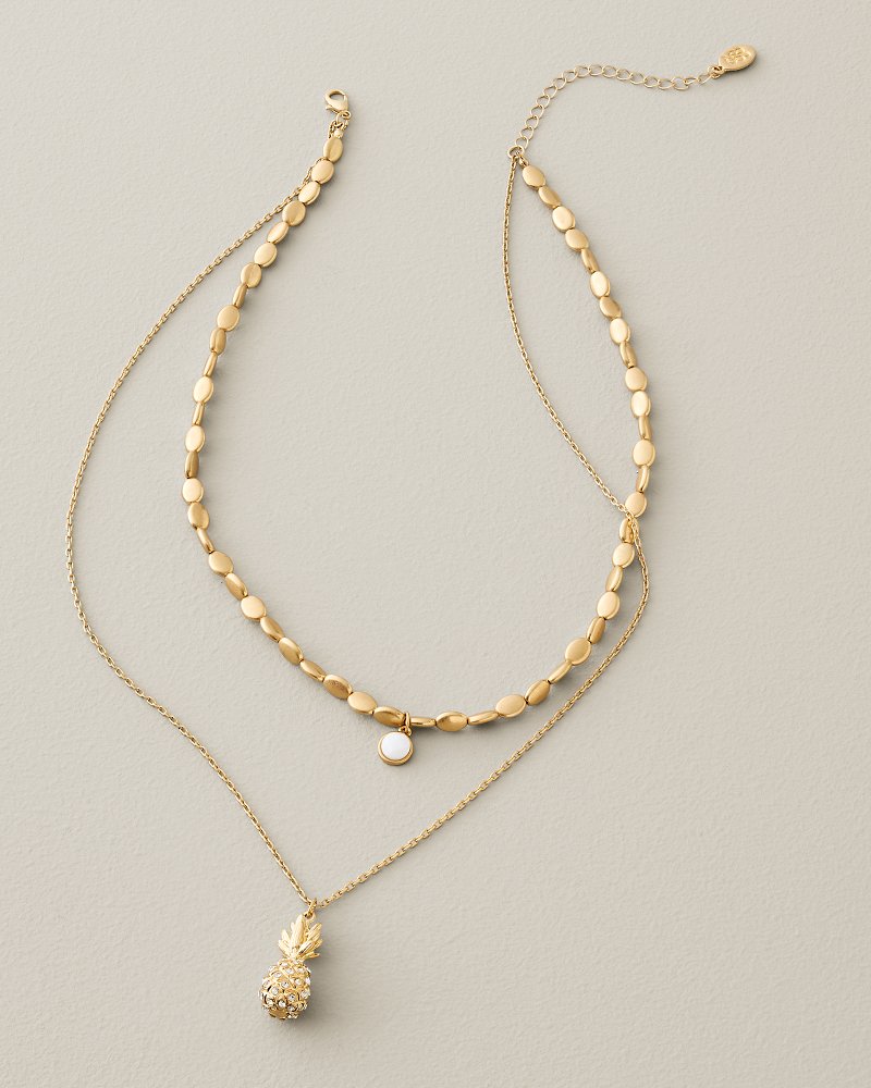Terra Laguna Pineapple Layered Pendant Necklace - Gold