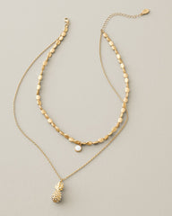 Terra Laguna Pineapple Layered Pendant Necklace - Gold
