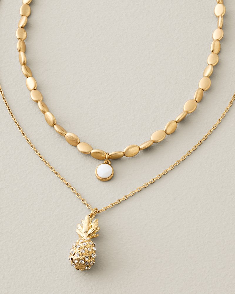 Terra Laguna Pineapple Layered Pendant Necklace - Gold