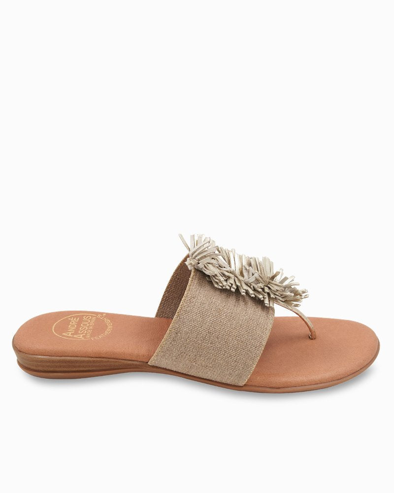André Assous Novalee Stretch-Linen Featherweights Sandals - Beige/Platino