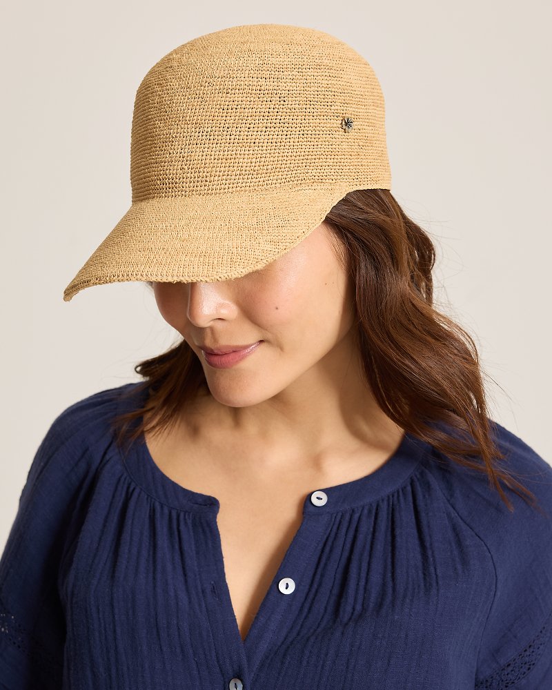Riley Raffia Packable Cap - Natural