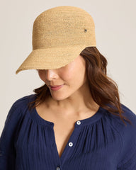 Riley Raffia Packable Cap - Natural