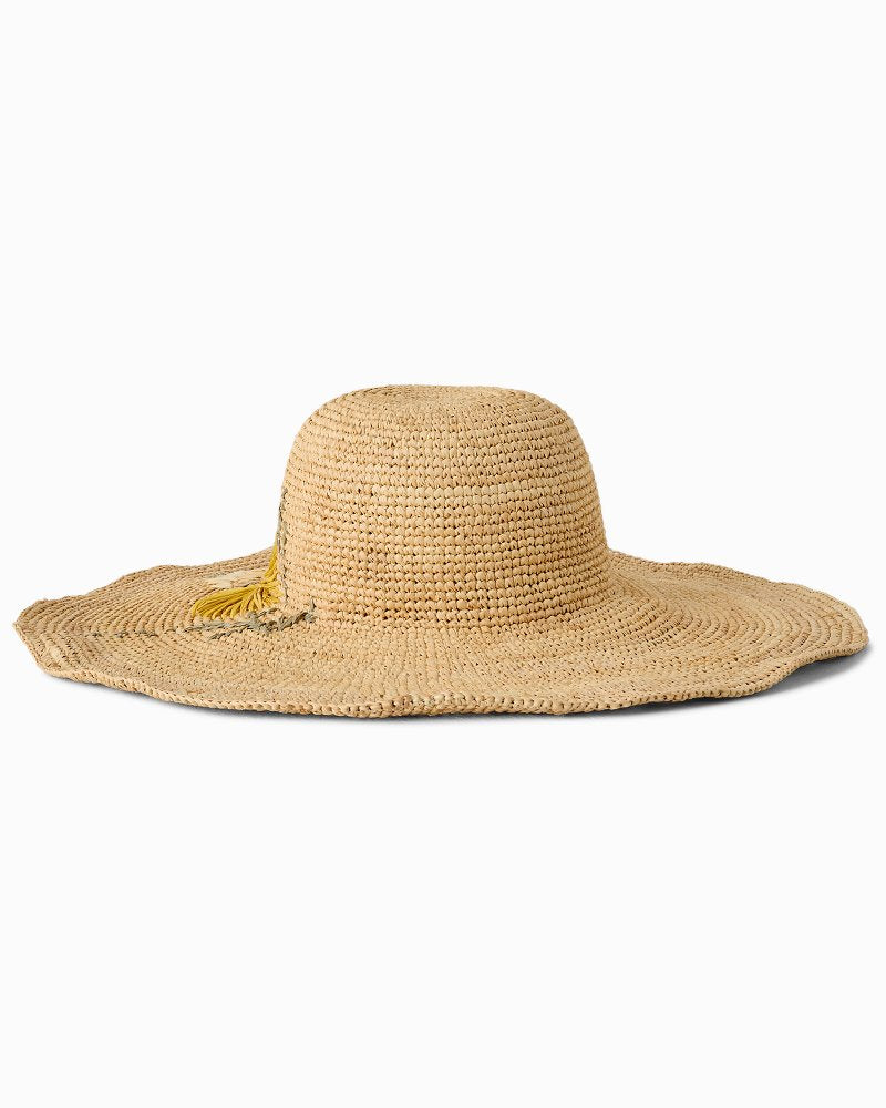 Sandra Embroidered Flower Raffia Sun Hat - Solar
