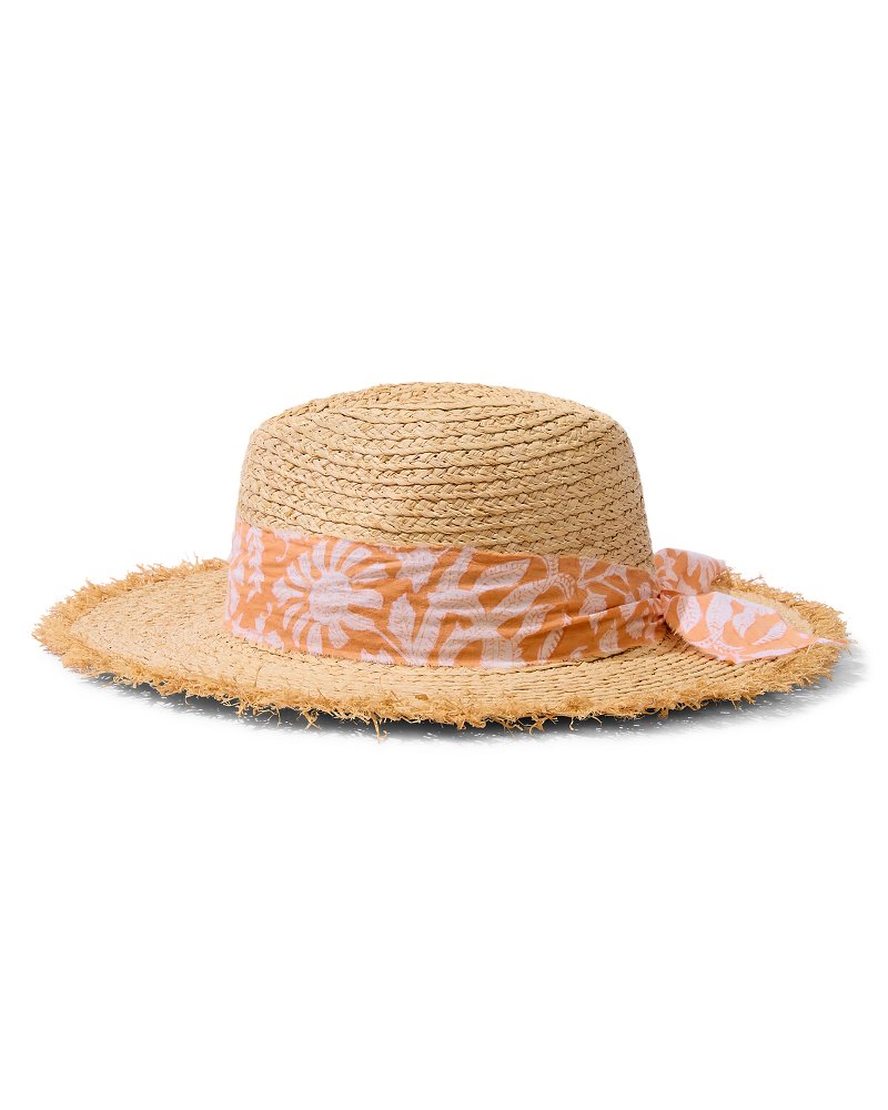 Seaside Continental Raffia Hat - Natural/Coral