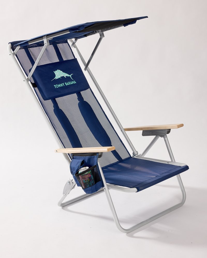 Tommy Bahama Mesh Beach Chair With Shade - Navy